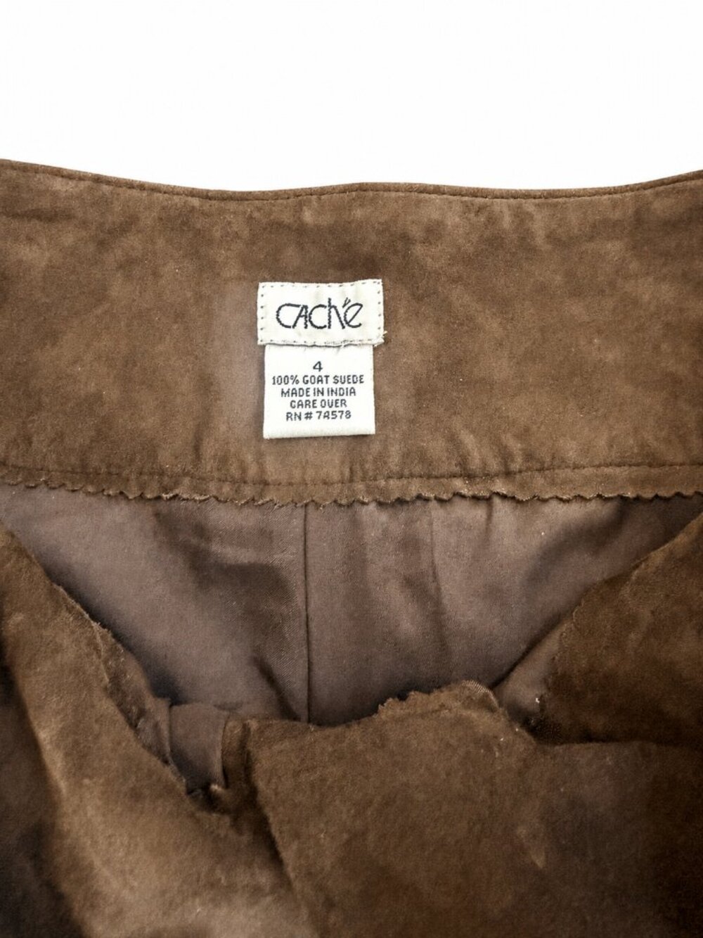 Vintage Cache Brown Goat Suede Lace Up Flare Pants Size 4 - Picture 5 of 5
